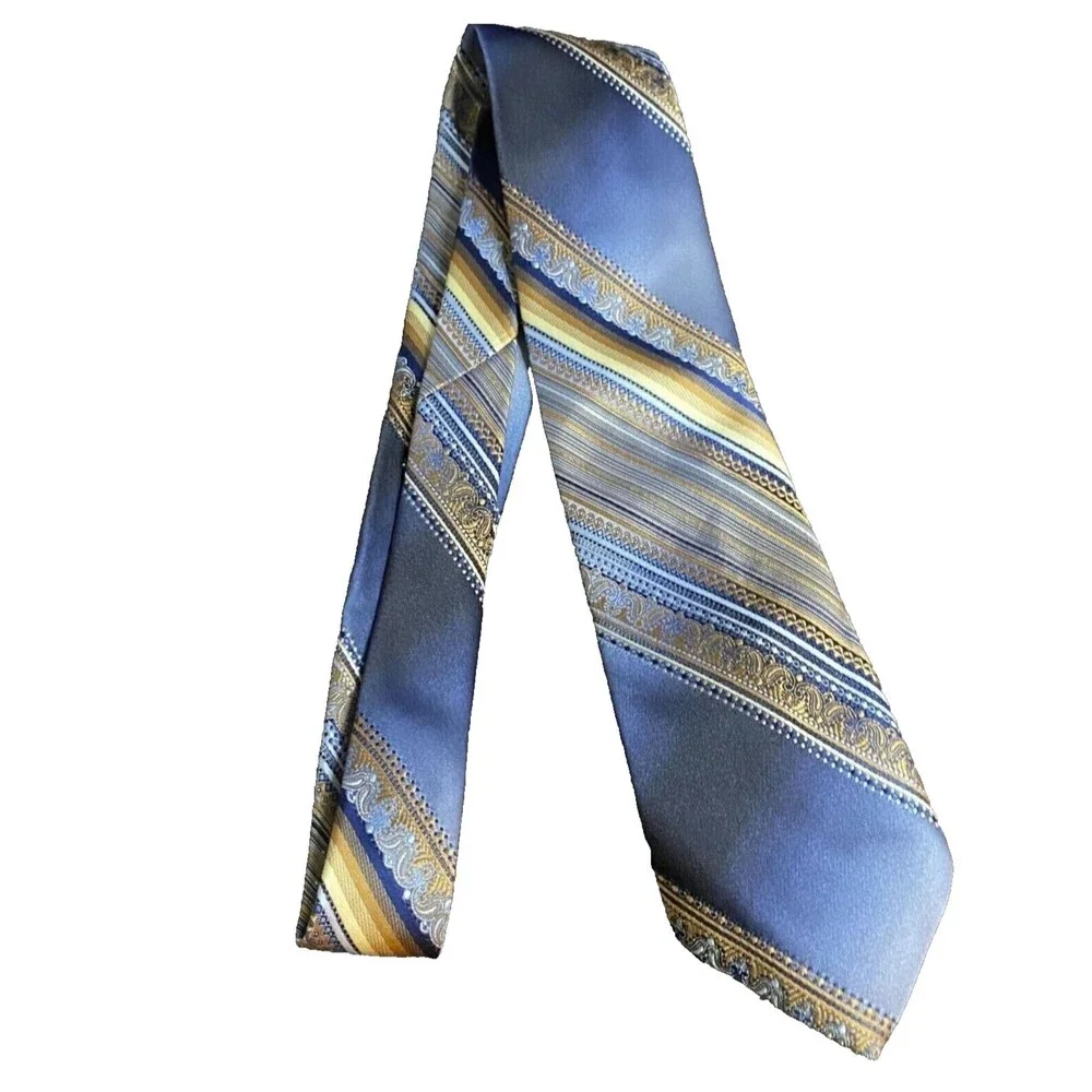 #6875 Brittania Polyester Shades Blue Brown Mens Fancy Necktie, Tie 3.5 in wide